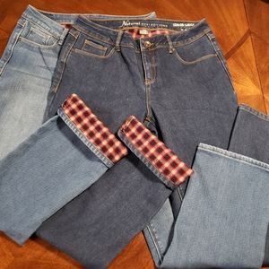 Lot Of 2 Pairs Of Womens Natural Reflections Fleece Lined Jeans